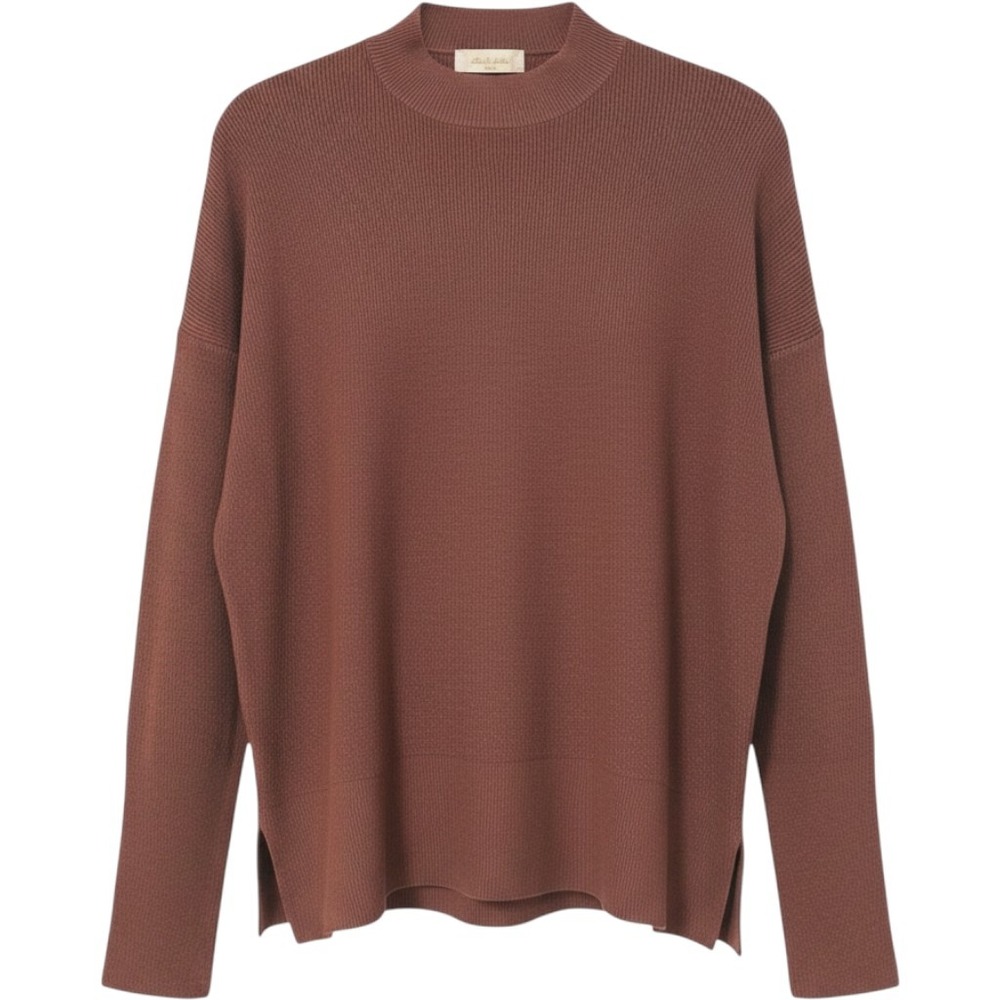 Altar'd‎ State Mock Neck Sweater Brown Ribbed Side Slit Long Sleeve Women XS/S